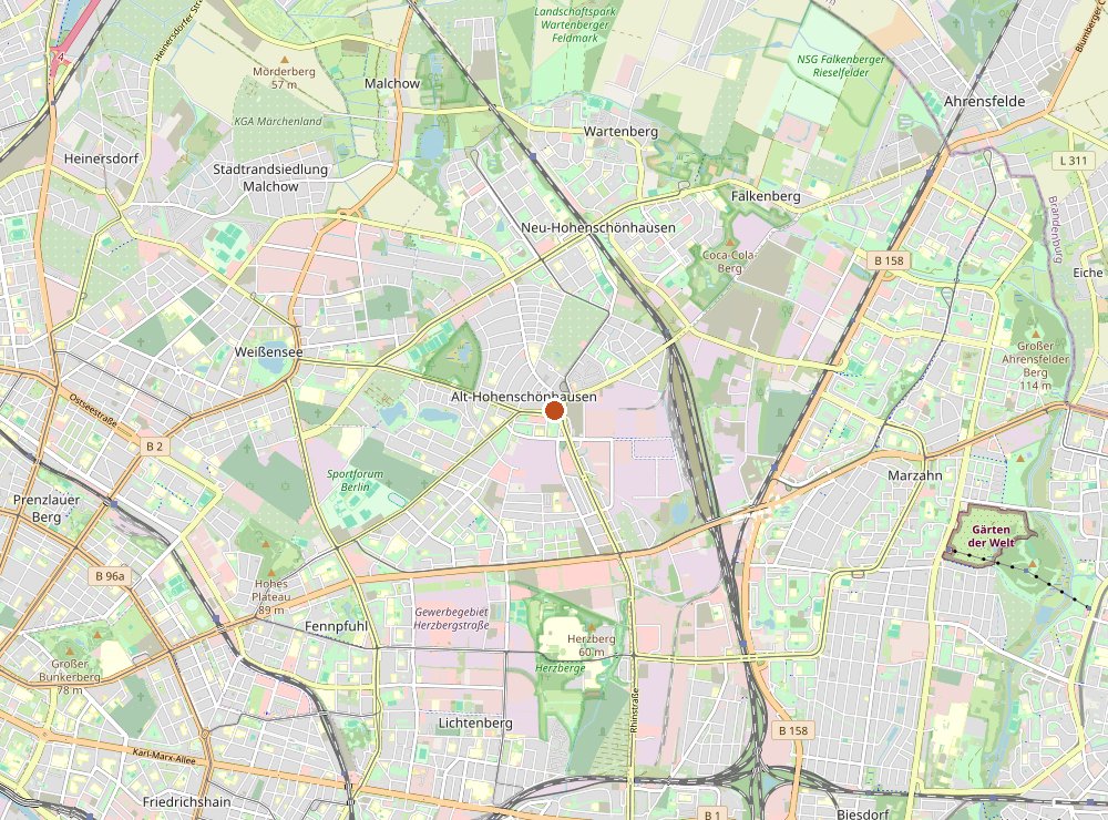 Karte: Lichtenberg und Hohenschönhausen, Marker an der Seefelder Straße 50